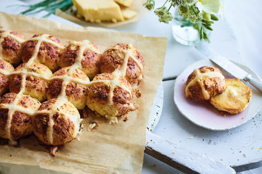 Triple Cheese Hot Cross Buns