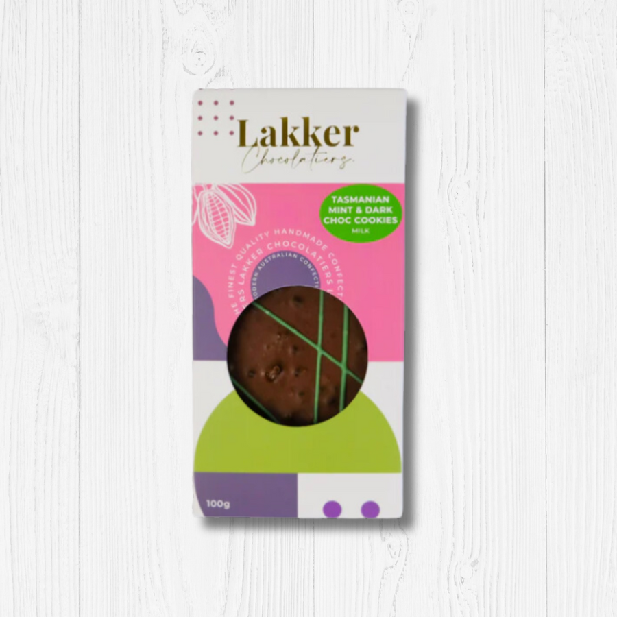 Lakker Chocolatiers Tasmanian Mint and Dark Chocolate Cookies 100g